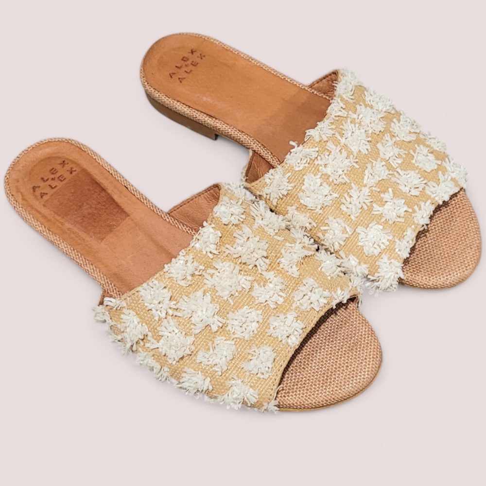 Alex+Alex Womens Size 6.5 Beige Embellished Slides/sandals